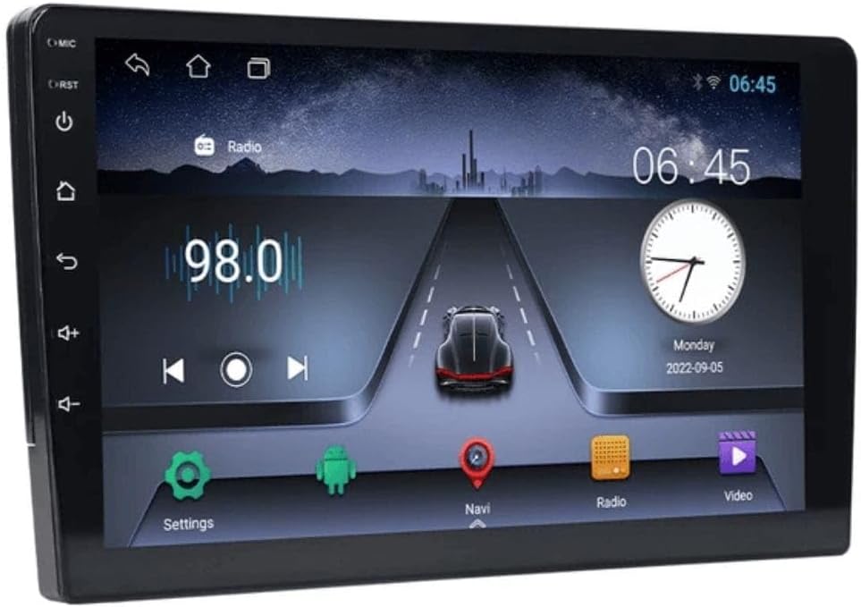 NK-TS7 9” Android Car Stereo – Double Din, Wireless CarPlay & Android Auto, Touchscreen Head Unit, Wi-Fi, Hi-Fi Sound, FM Radio, 2GB RAM + 32GB Storage